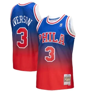 Allen Gorgeous Iverson Philadelphia 76ers 1996/97 Hardwood Classics Fadeaway Swingman Player Jersey Red/Royal Ideal for Collectors