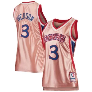 Allen Iverson Gorgeous Philadelphia 76ers Women's 75th Anniversary Rose Gold 1996 Swingman Jersey Pink Must - Have for Jerseys Lovers