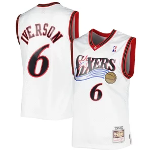 Allen Iverson Philadelphia 76ers 2001/02 Chic Hardwood Classics Swingman Jersey White/Red Must - Have for Jerseys Lovers