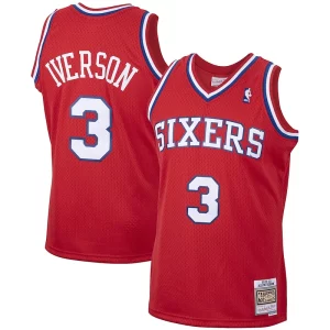 Allen Iverson Philadelphia 76ers 2001/02 Stylish Hardwood Classics Swingman Jersey Red for Basketball Enthusiasts