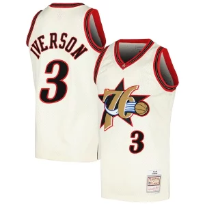 Allen Iverson Philadelphia 76ers Chainstitch Chic Swingman Jersey Cream Ideal for Collectors