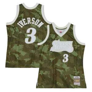 Allen Iverson Philadelphia 76ers Hardwood Classics 1997/98 Ghost Green Swingman Premium Jersey Camo Ideal for Collectors
