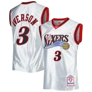 Allen Iverson Philadelphia Elegant 76ers 2000/01 Hardwood Classics 75th Anniversary Swingman Jersey Platinum Great for Fans