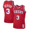 Allen Iverson Trendy Philadelphia 76ers 2001/02 Hardwood Classics Swingman Jersey Red/White for Basketball Enthusiasts