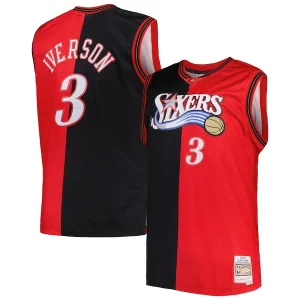 Allen Premium Iverson Philadelphia 76ers Big & Tall Hardwood Classics 2000/01 Split Swingman Jersey Black/Red Great for Fans
