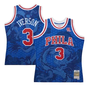 Allen Stylish Iverson Philadelphia 76ers 1996/97 Hardwood Classics Asian Heritage 6.0 Swingman Throwback Player Jersey Royal for Basketball Enthusiasts