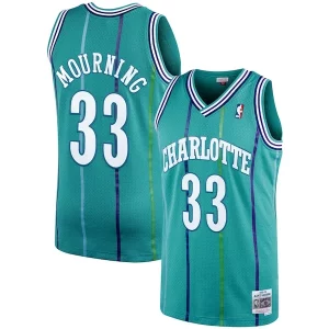 Alonzo Mourning Charlotte Hornets 1992/93 Hardwood Classics Swingman Jersey Teal Stylish Must - Have for Jerseys Lovers