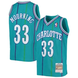 Alonzo Mourning Charlotte Hornets Youth 1992/93 Stylish Hardwood Classics Swingman Jersey Teal Must - Have for Jerseys Lovers