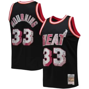 Alonzo Mourning Miami Eye - catching Heat 1996/97 Hardwood Classics NBA 75th Anniversary Diamond Swingman Jersey Black Must - Have for Jerseys Lovers