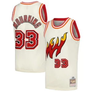 Alonzo Mourning Miami Heat Chainstitch Swingman Jersey Trendy Cream Ideal for Collectors