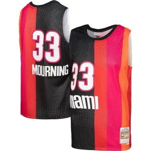 Alonzo Mourning Miami Heat Hardwood Classics 2005/06 Split Swingman Stylish Jersey Black/Red Must - Have for Jerseys Lovers