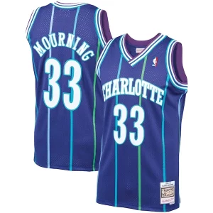 Alonzo Stylish Mourning Charlotte Hornets 1994/95 Hardwood Classics Swingman Jersey Purple for Basketball Enthusiasts