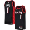 Anfernee Simons Portland Trail Gorgeous Blazers Nike Swingman Player Jersey City Edition Black/Red for Basketball Enthusiasts