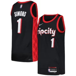 Anfernee Simons Portland Trail Gorgeous Blazers Nike Swingman Player Jersey City Edition Black/Red for Basketball Enthusiasts