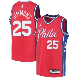 Ben Simmons Trendy Philadelphia 76ers Jordan Brand Youth 2020/21 Swingman Player Jersey Statement Edition Red Must - Have for Jerseys Lovers