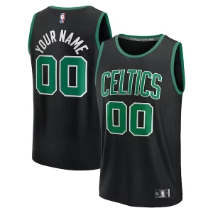 Boston Celtics Youth Trendy Custom Fast Break Jersey Black Statement Edition/Kelly Green/White Must - Have for Jerseys Lovers