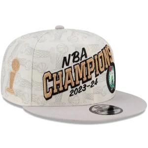 Boston Celtics New Era 2024 NBA Finals Champions Locker Room 9FIFTY Snapback Hat Premium Cream Perfect for Game Day