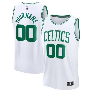Boston Celtics Fast Break Custom Jersey Association Edition Elegant White/Kelly Green/Black Great for Fans