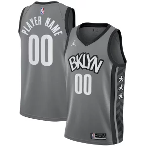 Brooklyn Nets Jordan Brand Swingman Custom Jersey Statement Edition Gray Fabulous Must - Have for Jerseys Lovers