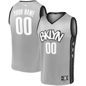 Brooklyn Nets Youth Custom Fast Break Replica Jersey Gray Elegant Statement Edition Must - Have for Jerseys Lovers