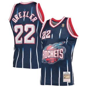 Clyde Drexler Houston Rockets 1996/97 Hardwood Classics Premium Swingman Jersey Navy Must - Have for Jerseys Lovers