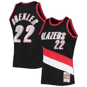 Clyde Drexler Portland Trail Blazers 1991/92 Hardwood Classics NBA Premium 75th Anniversary Diamond Swingman Jersey Black for Basketball Enthusiasts