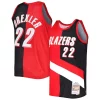 Clyde Drexler Portland Trail Blazers Hardwood Classics Premium 1991/92 Split Swingman Jersey Red/Black Must - Have for Jerseys Lovers
