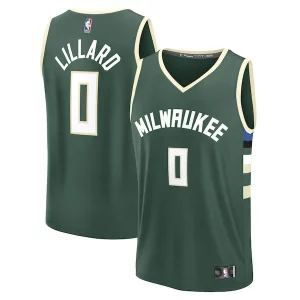 Damian Lillard Milwaukee Bucks Trendy Youth Fast Break Replica Player Jersey Icon Edition Hunter Green for Basketball Enthusiasts
