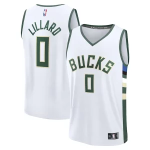 Damian Lillard Milwaukee Bucks Fast Trendy Break Replica Player Jersey Association Edition White Perfect for Game Day
