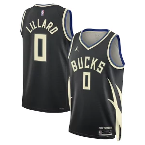 Damian Lillard Milwaukee Bucks Jordan Brand Unisex Swingman Player Jersey Gorgeous Statement Edition Black for Basketball Enthusiasts