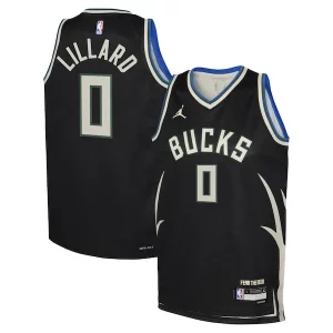 Damian Lillard Milwaukee Bucks Jordan Brand Youth Swingman Jersey Statement Unique Edition Black Ideal for Collectors