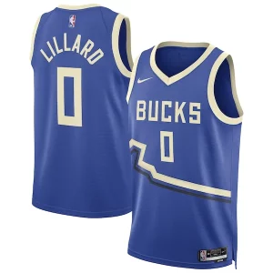 Damian Lillard Milwaukee Bucks Nike Unisex 2024/25 Swingman Player Jersey Unique City Edition Royal Great for Fans