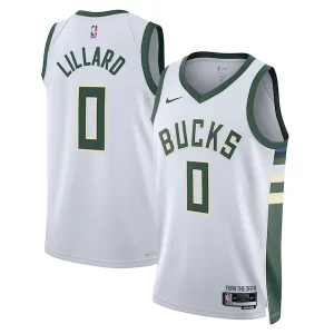 Damian Lillard Milwaukee Bucks Nike Unisex Fear The Deer Swingman Player Unique Jersey Association Edition White for Basketball Enthusiasts