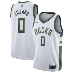 Damian Lillard Milwaukee Bucks Nike Unisex Swingman Player Jersey Association Trendy Edition White Must - Have for Jerseys Lovers