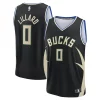 Damian Lillard Milwaukee Bucks Youth Fast Break Gorgeous Replica Player Jersey Statement Edition Black Must - Have for Jerseys Lovers