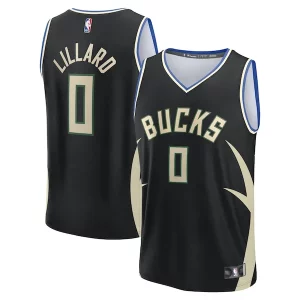 Damian Lillard Milwaukee Bucks Youth Fast Break Gorgeous Replica Player Jersey Statement Edition Black Must - Have for Jerseys Lovers