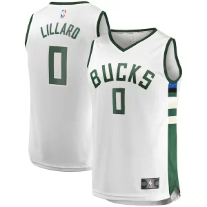 Damian Lillard Milwaukee Stylish Bucks Youth Fast Break Player Jersey Association Edition White Must - Have for Jerseys Lovers