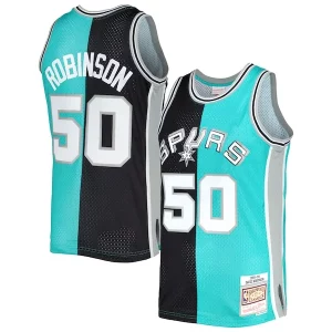 David Robinson San Fabulous Antonio Spurs Hardwood Classics 1998/99 Split Swingman Jersey Black/Teal Must - Have for Jerseys Lovers