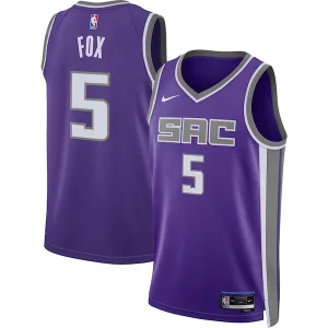 De'Aaron Fox Elegant Sacramento Kings Nike Unisex Swingman Jersey Icon Edition Purple Perfect for Game Day