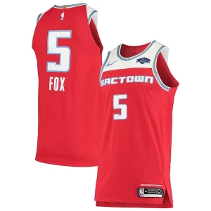 De'Aaron Fox Sacramento Kings Nike Elegant Authentic Badge Jersey City Edition Red for Basketball Enthusiasts