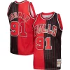 Dennis Rodman Chicago Bulls Hardwood Classics Unique 1995/96 Split Swingman Jersey Red/Black for Basketball Enthusiasts