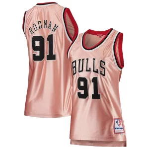 Dennis Rodman Chicago Bulls Women's 75th Anniversary Rose Gold 1997 Fabulous Swingman Jersey Pink Great for Fans