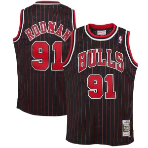 Dennis Rodman Chicago Trendy Bulls Youth 1995/96 Hardwood Classics Swingman Jersey Black Ideal for Collectors