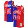 Dennis Rodman Detroit Pistons Hardwood Classics 1988/89 Split Swingman Stylish Jersey Blue/Red Must - Have for Jerseys Lovers
