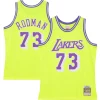 Dennis Rodman Los Angeles Lakers Hardwood Classics 1998/99 Tropical Swingman Jersey Neon Yellow Stylish Ideal for Collectors