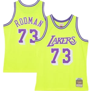 Dennis Rodman Los Angeles Lakers Hardwood Classics 1998/99 Tropical Swingman Jersey Neon Yellow Stylish Ideal for Collectors