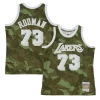 Dennis Rodman Los Angeles Lakers Hardwood Classics Fabulous 1998/99 Ghost Green Swingman Jersey Camo Must - Have for Jerseys Lovers