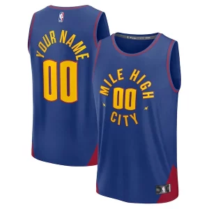 Denver Nuggets Fast Break Custom Jersey Statement Edition Stylish Blue/Navy for Basketball Enthusiasts