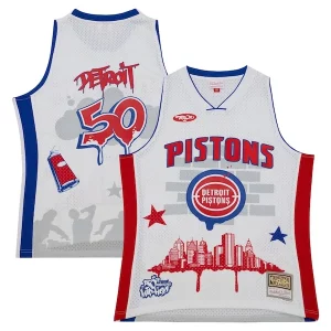 Detroit Pistons x Tats Cru Hardwood Gorgeous Classics Fashion Jersey White for Basketball Enthusiasts