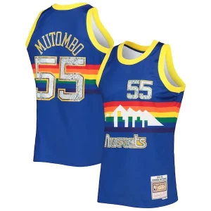 Dikembe Mutombo Denver Nuggets 1996/97 Gorgeous Hardwood Classics NBA 75th Anniversary Diamond Swingman Jersey Royal Perfect for Game Day